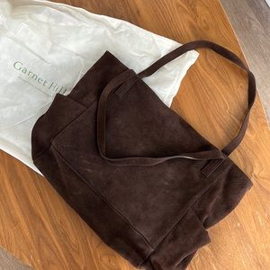 NWOT Garnet Hill italian leather (suede) tote